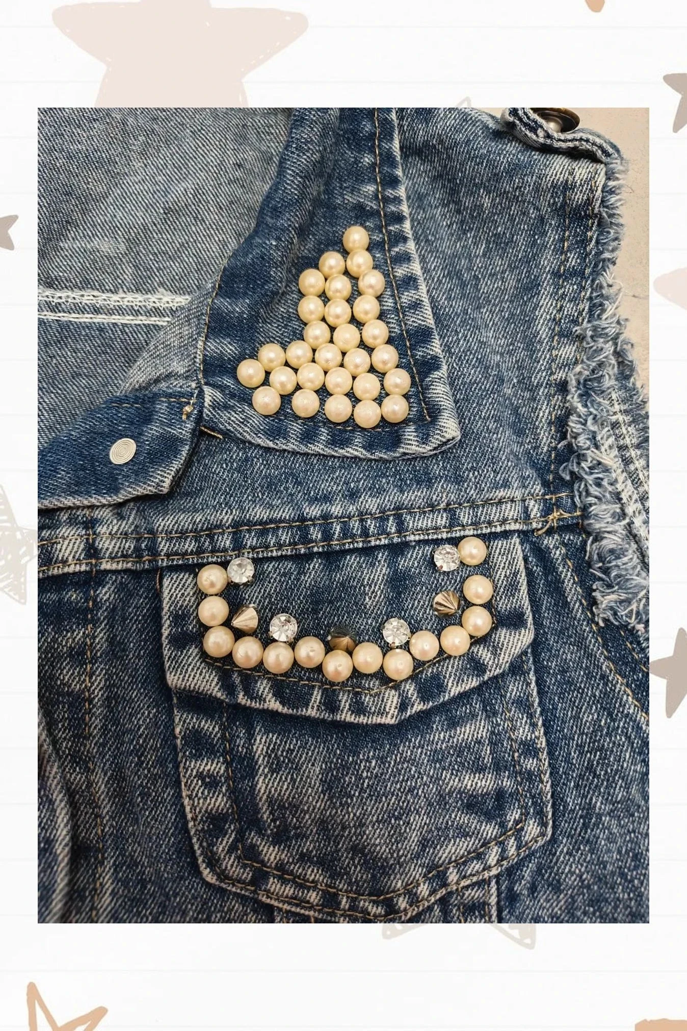 Chaleco vaquero con perlas - Talla M – photo 2